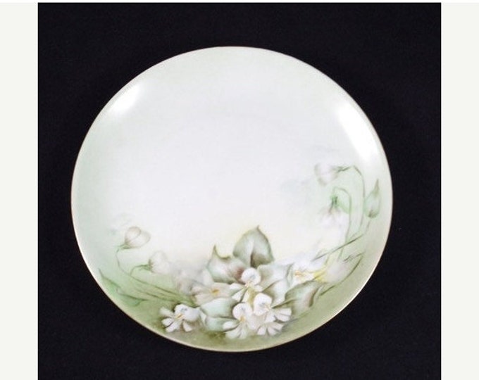 Storewide 25% Off SALE Antique Hutschenreuther Selb Bavaria Violet Hand Painted Scalloped Fine China Breakfast Plate Featuring White Floral