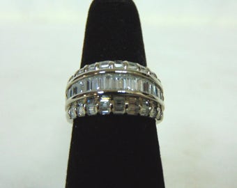 Vintage Estate Sterling Silver Ring w/ Crystals 8.0g #E2959