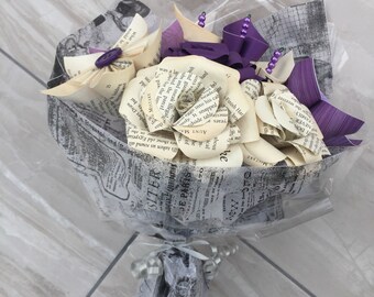 Paper flower bouquet, paper flowers, bridal bouquet, bridesmaid posies, paper roses, gift for her, everlasting flowers, Mother's Day