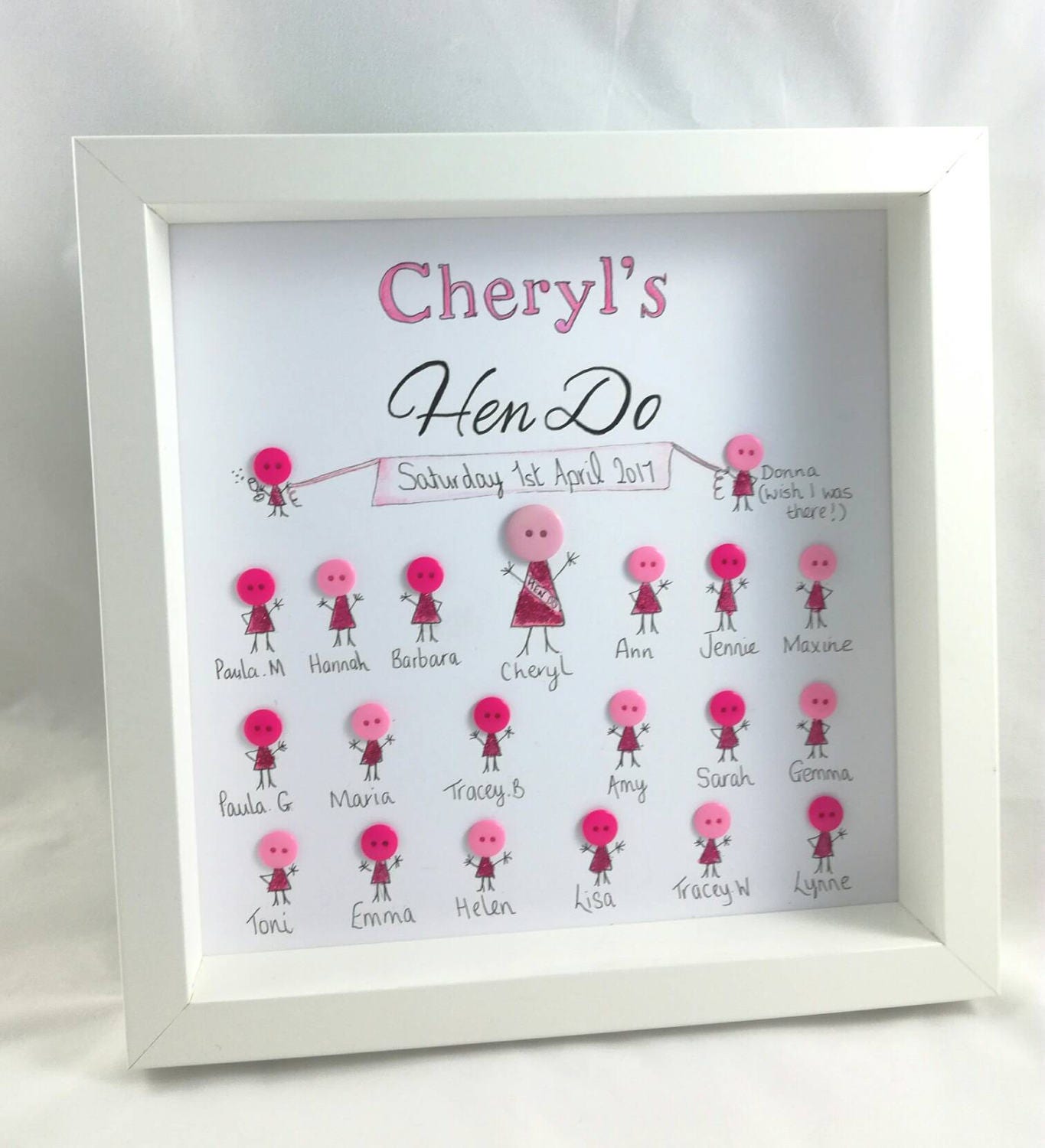 Hen Party gift Hen do gifts button frame gift personalised