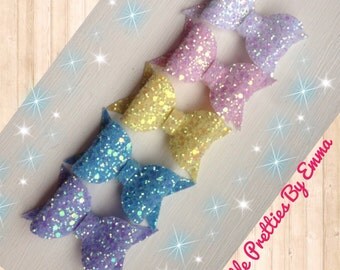 Glitter hair bows, Glitter bows, Hair bow sets, Hair bow clips, Handmade hair bows, Pastel hair bows, Baby hair bows, Pink hair bows