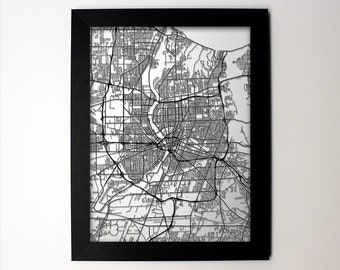 Rochester Map / Laser Cut Map / Rochester NY / Rochester Art / Rochester New York / Framed Map / Wedding Gift / Anniversary Gift / Office