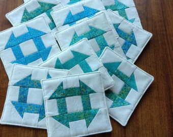 Coasters, bulk coasters, party favour, retreat gift, handmade coaster, fabric coaster, beverage coaster, SET OF TWELVE