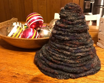 Felted wool christmas tree/stacked wool circles/upcycled sweaters