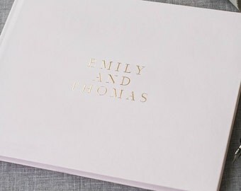 blush wedding guest book, wedding guestbook, foil guest book, guest sign in, custom, personalized, journal - Little Carabao Studio - #ST104F