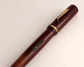 Salz Brothers Fountain Pen, Vintage Writing Pen, Brown Celluloid, For Restoration and Repair