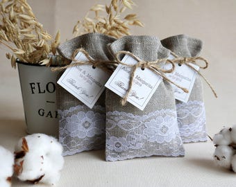 burlap bags, burlap wedding bags, Burlap Gift Bags, Rustic Candy Bags, personalised wedding favor, Party Bags, Candy Drawstring Bags