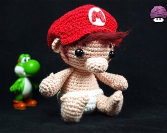 PRE ORDER / custom made baby Mario amigurumi (hand-knitted crochet)