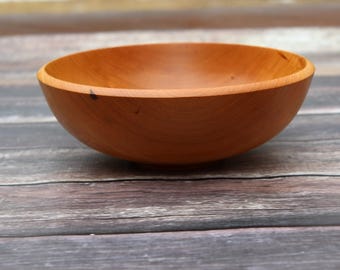 Vermont Cherry Wood, Salad Bowl, Hand Turned Wooden Bowl, Medium Size Wood Bowl, Food Safe, Serving Bowl, Table Centerpiece, Handcrafted
