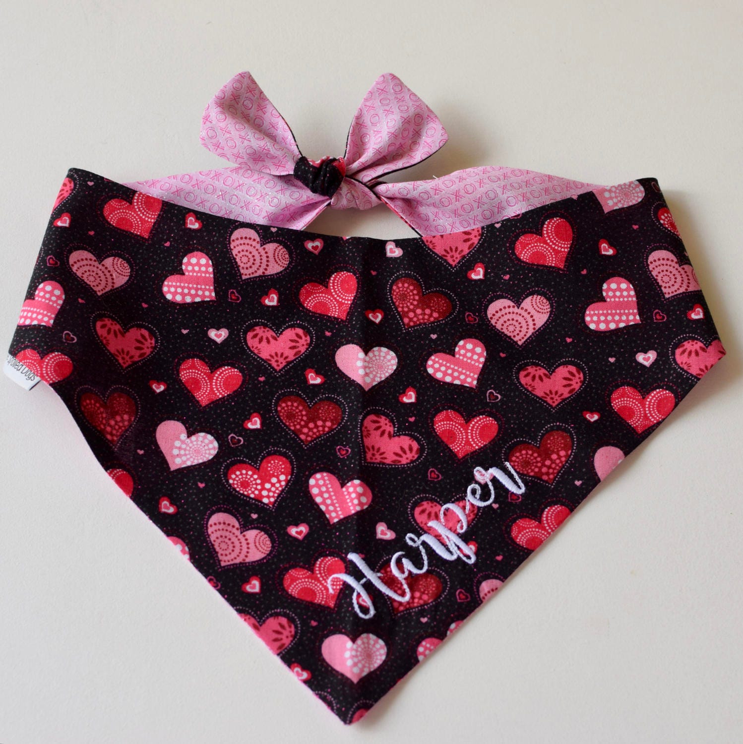 Heart's Dog Bandana Hearts X's and O's XO's