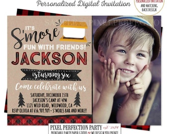 S'more Birthday Invitation S'more Birthday Invitation S'more Birthday Party Rustic Outdoor Winter Party S'more Outdoor Bonfire Invitation