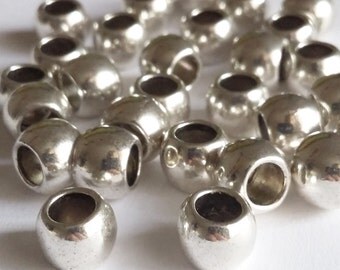 10pcs Smooth Donut Spacer Beads Antique Silver - Metal Jewelry Findings Supplies - B23294
