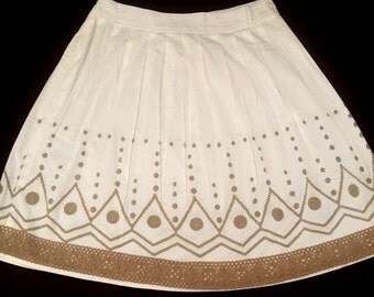 JB White cotton skirt for casual wear. Classy look English style skirt for women. 80s trend skirt Box pleated geometric design skirt