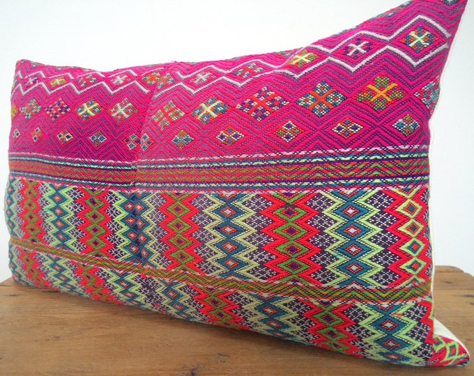 12"x20" Gorgeous Handwoven Ikat Geometric Pattern Ethnic Pillow Cover / Boho Decor Pillow / Tribal Costume Textile Throw Pillow Case
