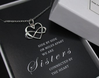 Unbiological Sister Necklace, Sister Necklace, Unbiological Sister Gift, Infinity Heart Necklace, Friendship Necklace, Sterling Silver