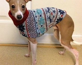 Italian Greyhound Sweater - "Winter Wonderland Sweater". Italian Greyhound Clothing. Dog Clothes. Dog Clothing. Dog Apparel. Coat for dogs.