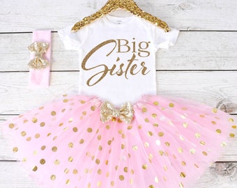 Big Sister Outfit. Big Sister Shirt. Big Sister. Big Sister Tutu Outfit. S43. PGA (LIGHT PINK)