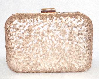 rose gold sequin clutch