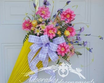 Umbrella wreath, Parasol wreath, Summer wreath, Spring wreath, Front door wreath, Mother's day wreath, Bridal shower gift, Birthday gift