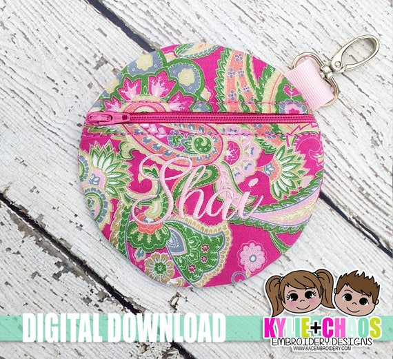 Circle Zippered Pouch Ith Embroidery Design From Kacembroidery On Etsy 