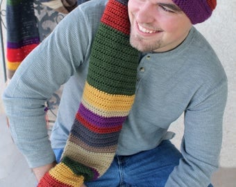 Doctor Who Scarf Style Long Stocking Cap Crochet