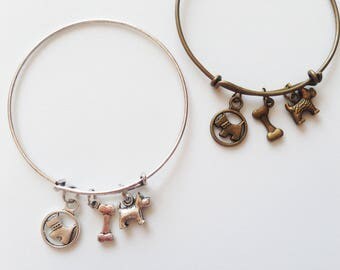DOG Bracelet Dog Jewelry Dog Gift Puppy Bracelet Puppy Gift Puppy Jewelry Dog Pendant Puppy Pendant Pet Lovers Bracelet Bone Bracelet Charm