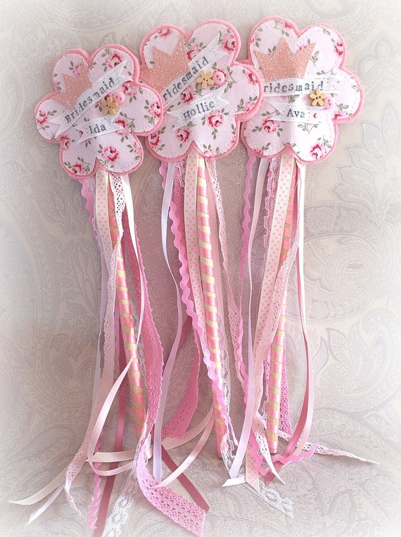 Items similar to Flowergirl wand Handmade personalised wedding keepsake ...