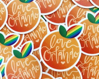 Small Love Orlando Orange Sticker | Orlando | Sticker 2"x1.65" | Pride | Accessories | LBGTQ | Gift