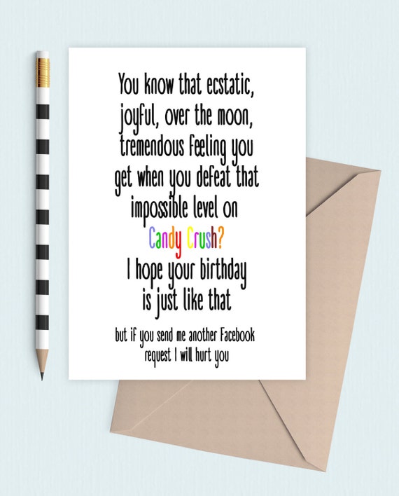 Items similar to Candy crush birthday card on Etsy