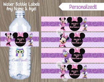 Minnie Mouse Water Bottle Labels, Daisy Duck Water Labels, Minnie Mouse Birthday, Minnie Mouse Party, Daisy Duck labels, Minnie and Daisy
