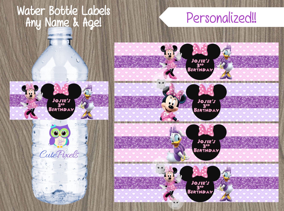 Minnie Mouse Water Bottle Labels Template