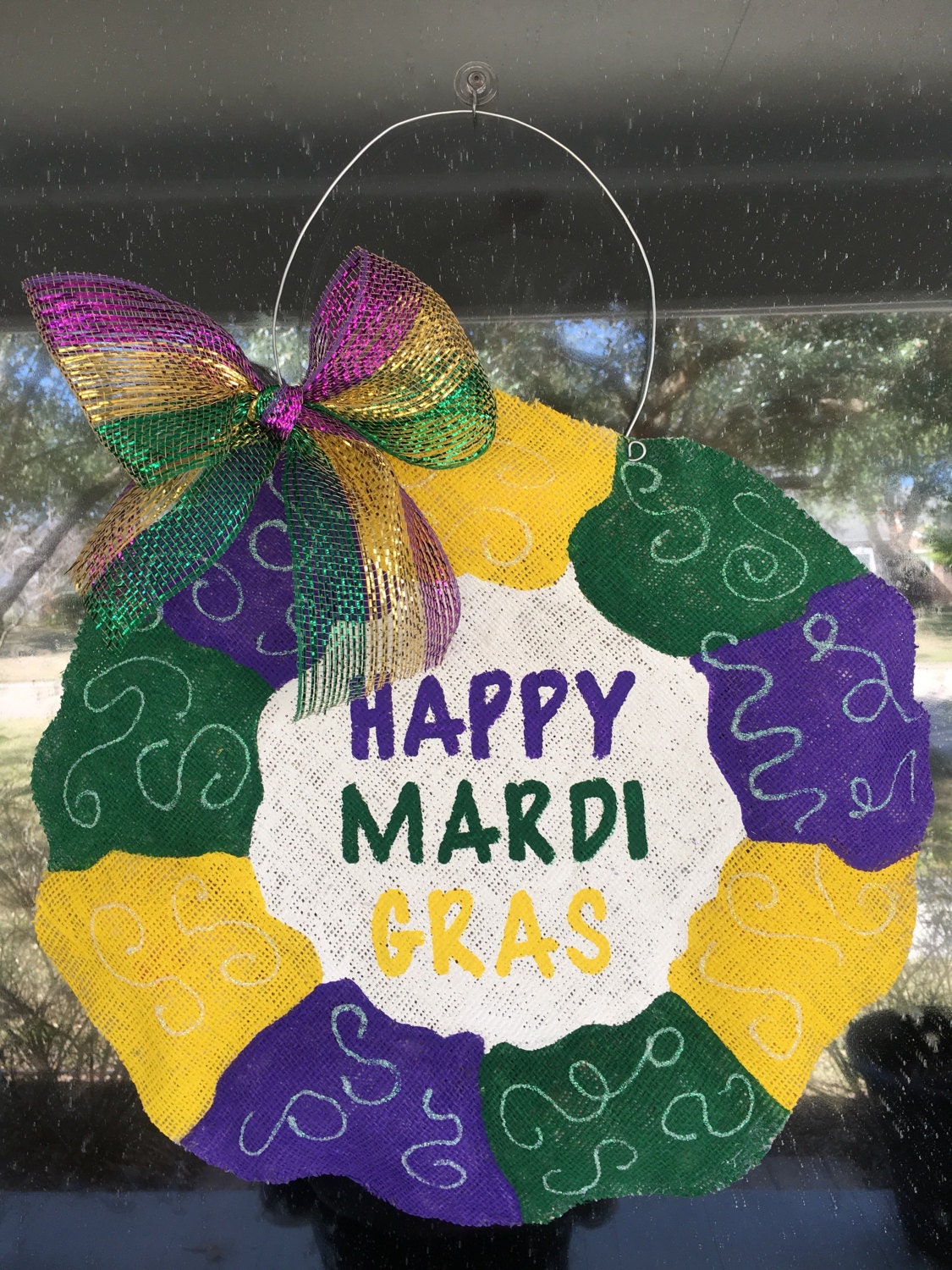 mardi gras burlap door hanger