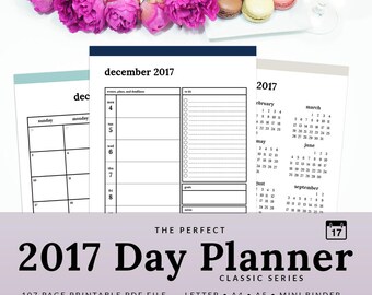 2017 Planner - Printable Planner - Classic - 2017 Dated Printable Planner - 2017 Printable - Planner Pages - INSTANT DOWNLOAD