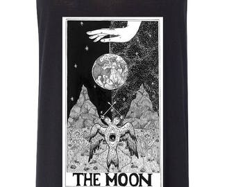 THE MOON // Moon child, Tarot card fortune teller psychic women's tank, tarot shirt, boho tarot tank, the moon card, psychic fortune teller