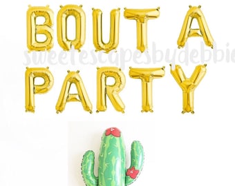 Taco Bout A Party Gold Letter Balloons ~ Fiesta Party~ Cactus Balloon Set ~ Mexican Fiesta Party Decor~ 16 inch Air Fill Only