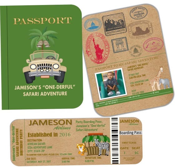 Printable Safari Passport and Boarding Pass Birthday
