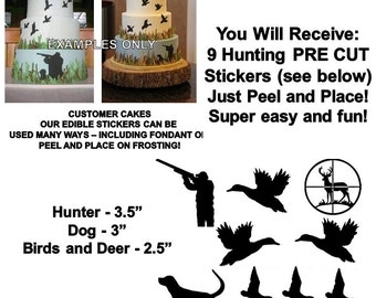 Duck Hunting Edible Pre Cut Stickers, Hunting Decals for Cakes, Hunting Cut Out Stickers, Bird Hunting Cake, Hunting Cake, Edible Stickers