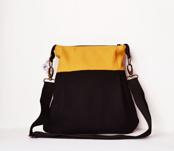 Small purse crossbody Teen purse fabric Black purse canvas