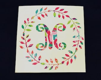 Monogram Decal - Lilly Monogram Decal - Vine Monogram Decal - Circle Monogram Decal - Sorority Gift - Big Little Gift