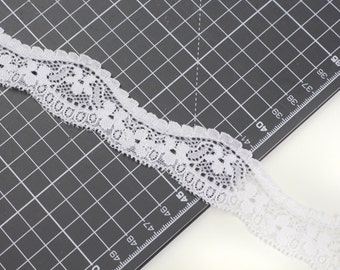 1 m (1.09 yd) - Narrow Stretch Lace - White