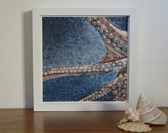 Original Watercolour Modern Wall Art Marine Nautic Style Octopus Aquarelle Home Décor Ocean Nature underwater Gift for her/him