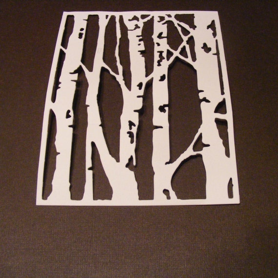 Set of 4 Birch Tree die cut Card stock 110lb. Tim Holtz