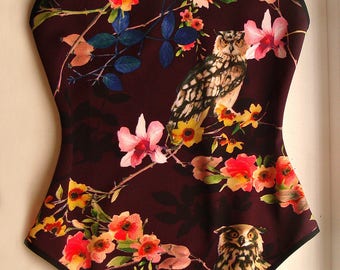 Womens swimwear Rave bodysuit Flower swimsuit Womens bodysuit Neoprene Open back swimsuit Suit swimwear One piece swimsuit Sheer swimsuit XS