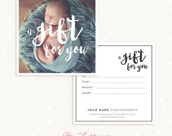Photography Gift Certificate Template, Photo Gift Card, Printable, Square Photoshop Template, Photography Gift Card Template, A gift for you
