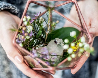 Mini Icosahedron Geometric Terrarium / Handmade Glass Succulent Planter / Rings Holder / Wedding Ring Box / Ring Bearer / Rings Glass Box