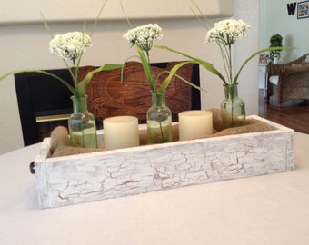 Wood Farmhouse Style Centerpiece Tray