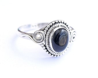 Black onyx Ring, Black Stone Ring, Black Ring, Sterling Silver Ring, Minimalist Ring,Size = 3 4 5 6 7 8 9 10 11 12 13