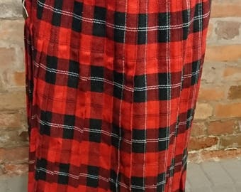 Vintage wrap around skirt, retro, Moffats Scotland, vintage Scottish pleated skirt, tartan, plaid, vintage skirt, kilt style skirt