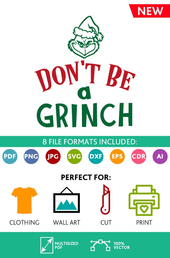 Download Don't Be A Grinch SVG Cut Files Wall Art Quote by ...
