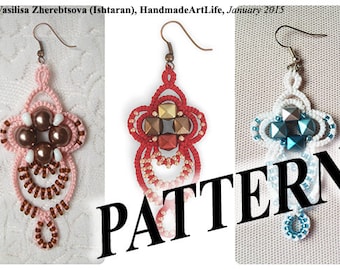 Tatting Pattern \ Earrings Pattern \ Pattern \ PDF Pattern \ Shuttle Tatting \ Shuttle Tatting Pattern \ Lace Pattern \ Tatting jewelry